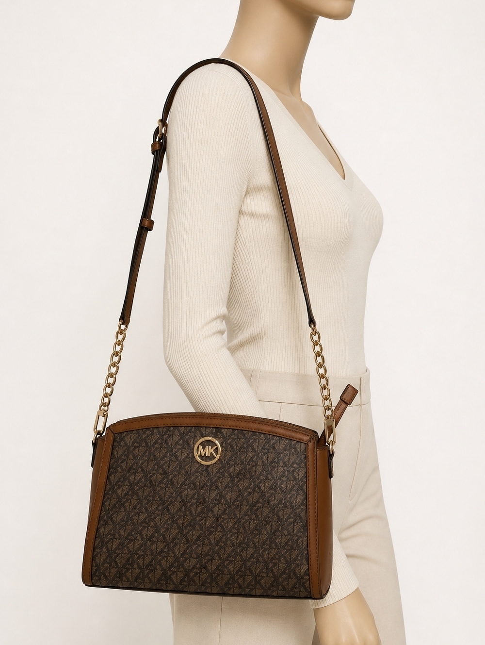Brown Patterned Crossbody Bag - Women's Shoulder Purse
